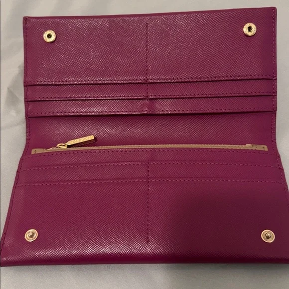 Tory Burch Women’s Purple And Gold Leather Envelope Wallet - Picture 3 of 5